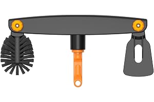 Fiskars OneClick Hängrännerensare, Tillsats med Skrapa och Borste | Enkelt Byte med bara en Klick, Justerbar Vinkel, Svart/Orange, 1080698