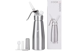 Premium Aluminium Whipped Cream Dispenser, 3 Decorating Nozzles and Cleaning Brush, Entemah 500ml Whipped Cream Charger Use 8 Gram N2O Cream Chargers (Not Included) Cream foamer UK