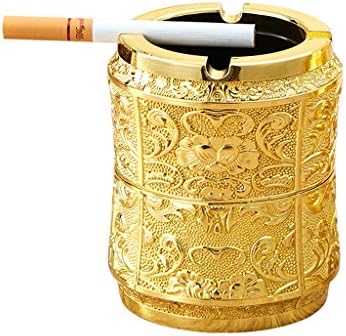 LT Zinc Alloy Ashtray Three - Dimensional Carved Household Ashtray European Living Room (7*9cm) ( Color : Gold )