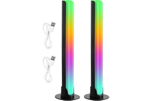 Litinliv 2 pcs RGB Rhythm Light Bar, 21cm LED Light Music Sync USB Plug-in, 10 Color Modes and 8 Dynamic Modes, Ambient Lighting for TV and Gaming Without APP