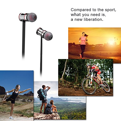 Auriculares Inal  mbricos de Deportes Sunvito 4 1 Magn  tico Auriculares In-Ear Manos Libres con Bluetooth con Micr  fono  Prueba de Sudor y Dise  o Ergon  mico  Negro-Gris 