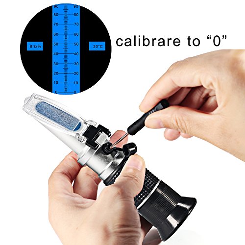 GrandBeing® refraktometer zucker honig Hand Brix Refraktometer, 0 ~ 90% mit Pipette, Schraubendreher, Reinigungstuch und Aluminium Kunststoff Gehäuse - 7