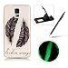 Produktbild Samsung Galaxy S5/S5 Neo Hülle Silikon TPU Ultradünn Case,Samsung Galaxy S5/S5 Neo Einzigartig [Nacht Leuchtend] Fluoreszieren Im Dunkeln Lichtdurchlässig Weich Gummi Handyhülle Etui Tasche Schutzhülle,Herzzer Anti Kratzer Flexibel Soft Rückseite Schutz Hülle Bumper Case Cover Shell für Samsung Galaxy S5/S5 Neo + 1 x Frei Schwarz Handy Halterung Ständer + 1 x Frei Schwarz Stylus Stift Touch Pen - Schwarze Feder
