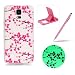 Produktbild Für Samsung Galaxy S5/S5 Neo Hülle Silikon TPU Ultradünn Case,Für Samsung Galaxy S5/S5 Neo Einzigartig [Nacht Leuchtend] Fluoreszieren Im Dunkeln Lichtdurchlässig Weich Gummi Handyhülle Etui Tasche Schutzhülle,Herzzer Anti Kratzer Flexibel Soft Rückseite Schutz Hülle Bumper Case Cover Shell für Samsung Galaxy S5/S5 Neo + 1 x Frei Rosa Handy Halterung Ständer + 1 x Frei Rosa Stylus Stift Touch Pen - Pflaumenblüte Blumen