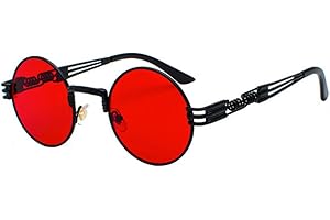 Inlefen Lunettes de soleil Hommes Femmes Rétro Vintage Cercle Style Lunettes de Soleil Couleur Métal Cadre Lunettes Lunettes