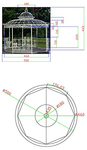 CLP runder LUXUS Pavillon ROMANTIK, aus stabilem Eisen Vierkantprofilen, Ø 5 Meter, Höhe 4,45 Meter bronze - 8
