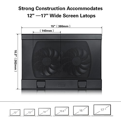 DEEPCOOL Wind Pal Fs Laptop Cooling Pad Zwei 140 mm Lüfter Zwei Betrachtungswinkel 2 USB-Ports Notebook-Kühler - 5