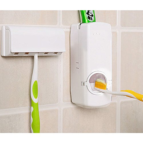 Fenrad® Automatischer Zahnpastaspender, handfreie Bedienung, mit Zahnbürstenhalter (5 Plätze) - 3
