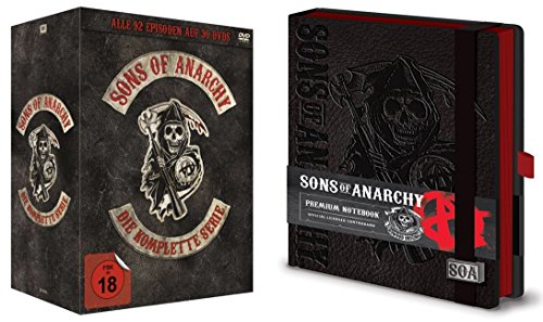 Preisvergleich Produktbild Sons of Anarchy - die komplette TV-Serie - Staffel 1-7 - 30 DVD Complete Box + Premium Notizbuch GESCHENK SET LIMITED EDITION