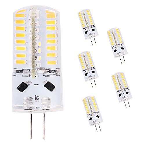 G4 LED bombilla, 2.5W/230LM, DC/AC 12V G4 Lámpara Equivalente a Lámpara Halógena 25W, 2700K Luz Blanca Cálida Luz Impermeable Paquete de 5 [Clase de eficiencia energética A+]
