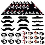 Material: Augenklappe aus Filz, Bandana aus Polyester, gefälschter Schnurrbart aus Faser und Ring aus PVC.