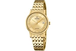 Festina Szwajcarski damski analogowy zegarek kwarcowy z bransoletką ze stali nierdzewnej F20021/2, Złoty, Nowoczesny
