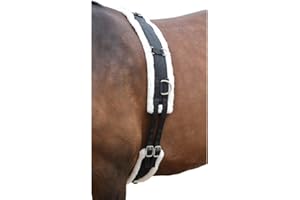 HORSE MASTERS Fleece Padded Lunge Roller - Pony Horse Lunging Equipment with Adjustable Girth - Cob Under Belly Belt Strap for Training Schooling Outdoor Breaking Stable Yard (Cob, Black)