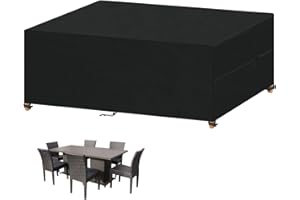 VANSHEIM Housse Protection Mobilier de Jardin Housse Salon de Jardin Exterieur Housse Protection Table Jardin Impermeable Bâche Table Jardin 420D Tissu Oxford Housse de Protection 220x110x75cm