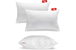 Quiltad premiumkudde SOFTIMI – antiallergisk – anti-kvalster – luktlös kan användas omedelbart – med hårdhetsjustering (set om 2 50 x 60 cm)