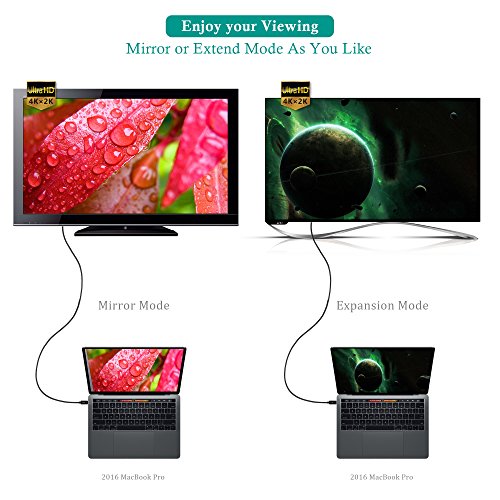 Rophie USB 3.1 Typ C auf DisplayPort Kabel (1.2M, 4K@60Hz), 4K * 2K (3840 * 2160, Thunderbolt 3 Compatible) USB C zu DP Kabel für MacBook 12″, 2016 MacBook Pro, Macbook 2015/2016, Google Chromebook, HP EliteBook Folio G1 , Asus ZenBook UX390UAK und andere - 5