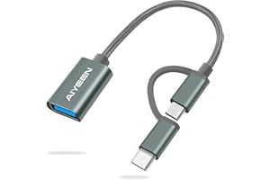 AIYEEN Adapter 2 w 1 USB C/Micro na USB, USB C na USB 3.0, kabel adapterowy USB na Android OTG, kompatybilny z MacBook Pro Android Google Samsung i innymi, szary