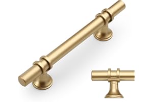 Amerdeco 10 Piezas Tiradores Dorados para Cocina 96mm, Tiradores para Armarios y Cajones, Tirador de Puerta UK0002