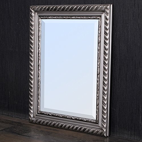 WANDSPIEGEL BAROCK SILBER ANTIK DESIGN SPIEGEL Stripe 50x40cm MIT HOLZRAHMEN - 6