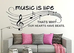 Wallstick Vinyl Music is Life Quotes Wall Sticker (57-3138, Multicolour, 49 cm x 4 cm x 4 cm)