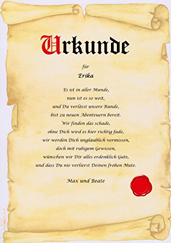 Urkunde persönliche Geschenk Karte Abschied Arbeitskollege Berufsleben Verabschiedung Pergament div. A4 Papier Motive - 3