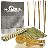 HomeElite | Kit per Sushi  | Bacchette, Cucchiai e Tovagliette Naturali di Alta Qualità | Sushi e Makis facili | Kit di preparazione sushi | Macchine per sushi