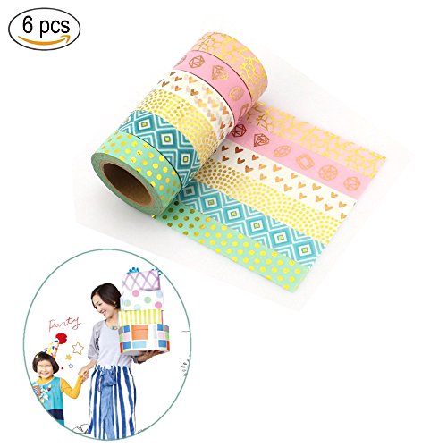 Yuyikes DIY Dekorative Washi Klebeband 6 Rolls Dekoband Masking Tape Klebeband Scrapbooking