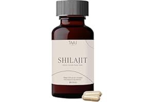 TAAJ | Shilajit en gélules | Pur de l'Himalaya, 100% naturel | 70% d'acides fulviques | + 85 minéraux et oligo-éléments | Antioxydant | Réduit stress & fatigue | Cure de 30 jours | 60 gélules