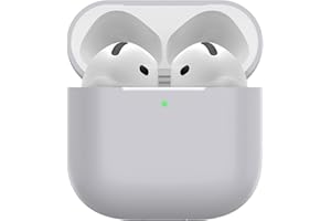 Nemteur Custodia per Airpods 4, Case Protettiva Sottile in Silicone per AirPods 4th 2024 (USB-C) Cover in Silicone Visibile con LED Frontale, Grigio
