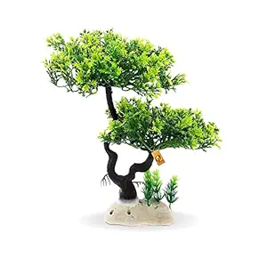 Foodie Puppies Artificial Wavy Stem Plants for Fish Tank Aquarium Decor Ornament Decoration (LxWxH - 27cmx10cmx25cm)