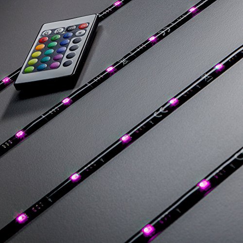 TV LED Beleuchtungs Set Dimmbar Selbstklebend Inkl. 48 X RGB-LED 2m IP20 LED TV Beleuchtung LED TV Hintergrundbeleuchtung LED Stripes LED Lichterkette LED Band LED Streifen LED Leiste Lichtleiste LED Bänder LED Farbband Lichtschlauch Fernsteuerbar Inkl. Fernbedienung Inkl. USB-Anschluss Inkl. 3 Verbindern Inkl. 3 Verbindungskabeln - 4