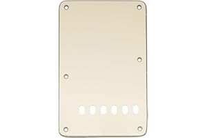 Musiclily 6 Agujeros Placa Trasera Vintage Strat Tapa de Trémolo para Fender American/México Standard Stratocaster Estilo Moderno,3 capas Crema