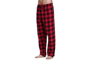 GENERIC Herren Fleece Pyjamahose Relaxed Fit LoungeHose Herren Schlafanzughose Lang Baumwolle Karierte Schlafhose Pyjamaunterteil Pyjamahose Freizeithose Loungehose für Männer