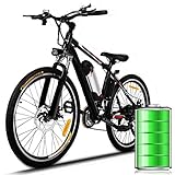 Eloklem E-Bike Mountainbike Elektrofahrrad mit 21-Gang Shimano Nabenschaltung, 250W, 8AH, 36V Lithium-Ionen-Akku, 26" Zoll, Pedelec Citybike Stadtrad leicht (Schwarz-Nicht faltbar)
