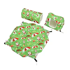 Small Pet Cage, Warm Easy Installation Hanging Tunnel Hammock Kit with Metal Hook for Small Cat for Ferret for Rat(Green)