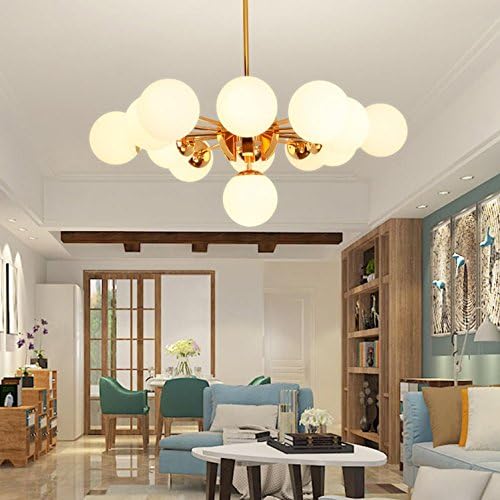 AMZH European minimalist style magic bean living room pendant lamp modern creative glass ball ceiling lighting restaurant Bedroom study chandelier Size: 98cm , dw-d1294-13 gold