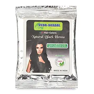 Herbal Veda Natural Black Hair Colour-Henna Based-No Ammonia (25 g x 10 Pouches)