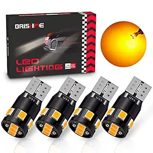 BRISHINE 300LM Extremely Bright Canbus Error Free 194 168 2825 192 W5W T10 LED Bulbs Amber Yellow 9-SMD 2835 LED Chipsets for Side Marker Turn Signal Blinker Map Door Parking Lights (Pack of 4)