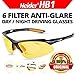 Produktbild Heider HB1 - 6 Filter Anti Glare Polarized and Dual Anti Reflective Coated Day/Night Driving Glasses and Gaming Glasses (Able to use with prescription glasses)