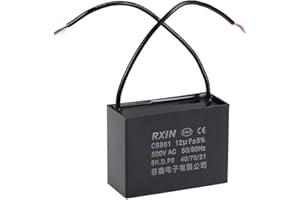 sourcing map Techo Ventilador Condensador CBB61 12uF 500V AC 2 Cables Metalizado Polipropileno Película Condensadores 58x25x42mm para Agua Bomba Motor Generador