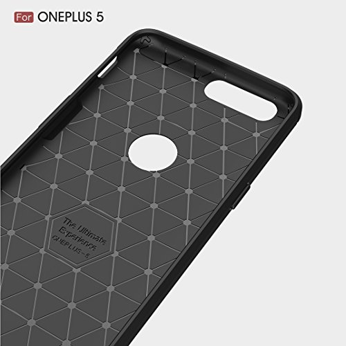 One Plus 5 Funda - Carbon fiber Soft Silicone Case Carcasa Funda para One Plus 5 - Negro