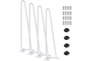 LANTUS DIY Pieds pour Table Pied de Chaise,Pied de Deux Colonnes en Epingle à Cheveux,Pied de Banc/Pied de Bureau rectangulaire,Pieds de Bureau ou Pieds de Table à Manger (4PC -41cm (Blanc))