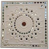 Chitra Artworks Mud Mirror Art Wall Decor | Traditional Lippan Kaam Inspired Handcrafted Wall Hanging for Home, Living Room, 