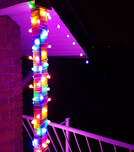 Party Lichterkette bunt 20m mit 80 LED Kugel Strombetrieben RGB IP44 für Balkon, Terrasse, Biergarten oder Party-Keller (80LED) - 3