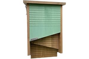 Green Feathers Wooden Bat Box for Outdoors, Pine Wood, Hanging on Trees & Walls/Fences - Double Chamber Bat Box