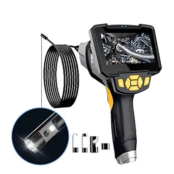 8mm Dual Lens Industrial Endoscope, 1920x1080P Full HD 4.3 inch LCD Digital Inspection Camera with 15.2Ft Semi-Rigid Probe 32GB Memory Card IP67 Waterproof Borescope Snake Camera (1 Pack)