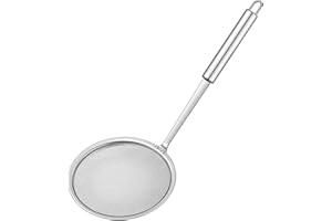 Aiareozy 10cm Cuillere Ecumoire Inox, Araignée Cuisine, Cuillère Écumoire, Passoire Écumoire en Acier Inoxydable, Cuillère Ajourée pour Résidus de Filtre, Food Passoire Louche, Cuisson Des Aliments