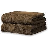 Knightsbridge Set de 2 toallas de baño Extra-Grandes de 100% Algodón Egipcio Peinado 500g/m2 (Chocolate)