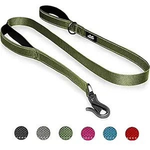 TwoEar Dog Leash, Heavy Duty Rope Leash with 2 Padded Handle ? Pet Training Lead Double Handle for Traffic Control Safety, Perfect for Large Medium or Small Dog