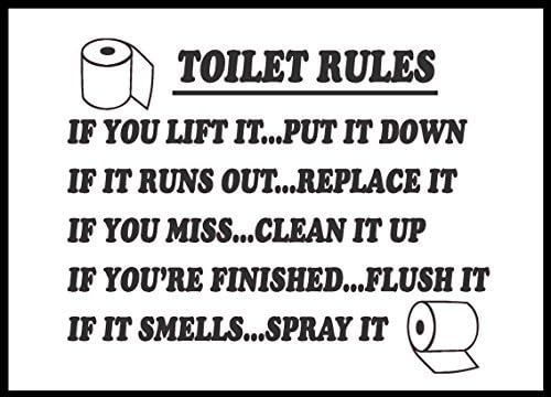 Toilet Rules Bathroom Art Wall Quote Stickers Wall Decals Bathroom Decoration (LARGE, DARK GREY)
